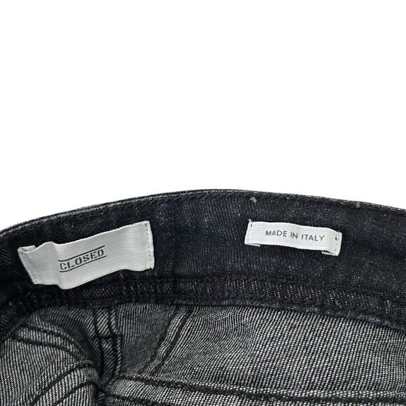 CLOSED Francesca Moto Cropped Jeans Women’s Size 24 Black Denim Altered Hem - Picture 11 of 14